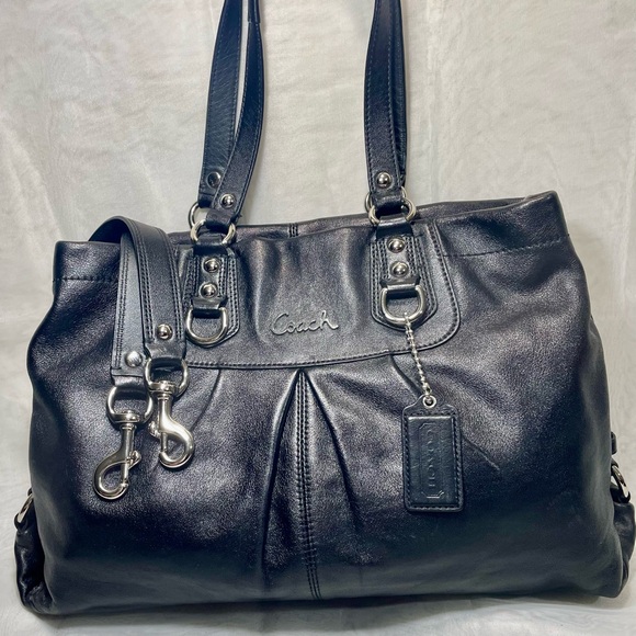 COACH Ashley Black Leather Satchel with Shoulder Strap, EUC - Picture 1 of 15